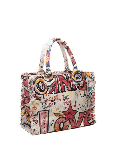 white multi-colored beach shopper handbag PINKO | 106673-A3A4BEACH SHOPPER-ZW0Q